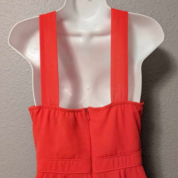 Lulu's Forevormore Orange Red Fit and Flare Halter Dress Chiffon Overlay Sz. S - Picture 7 of 13